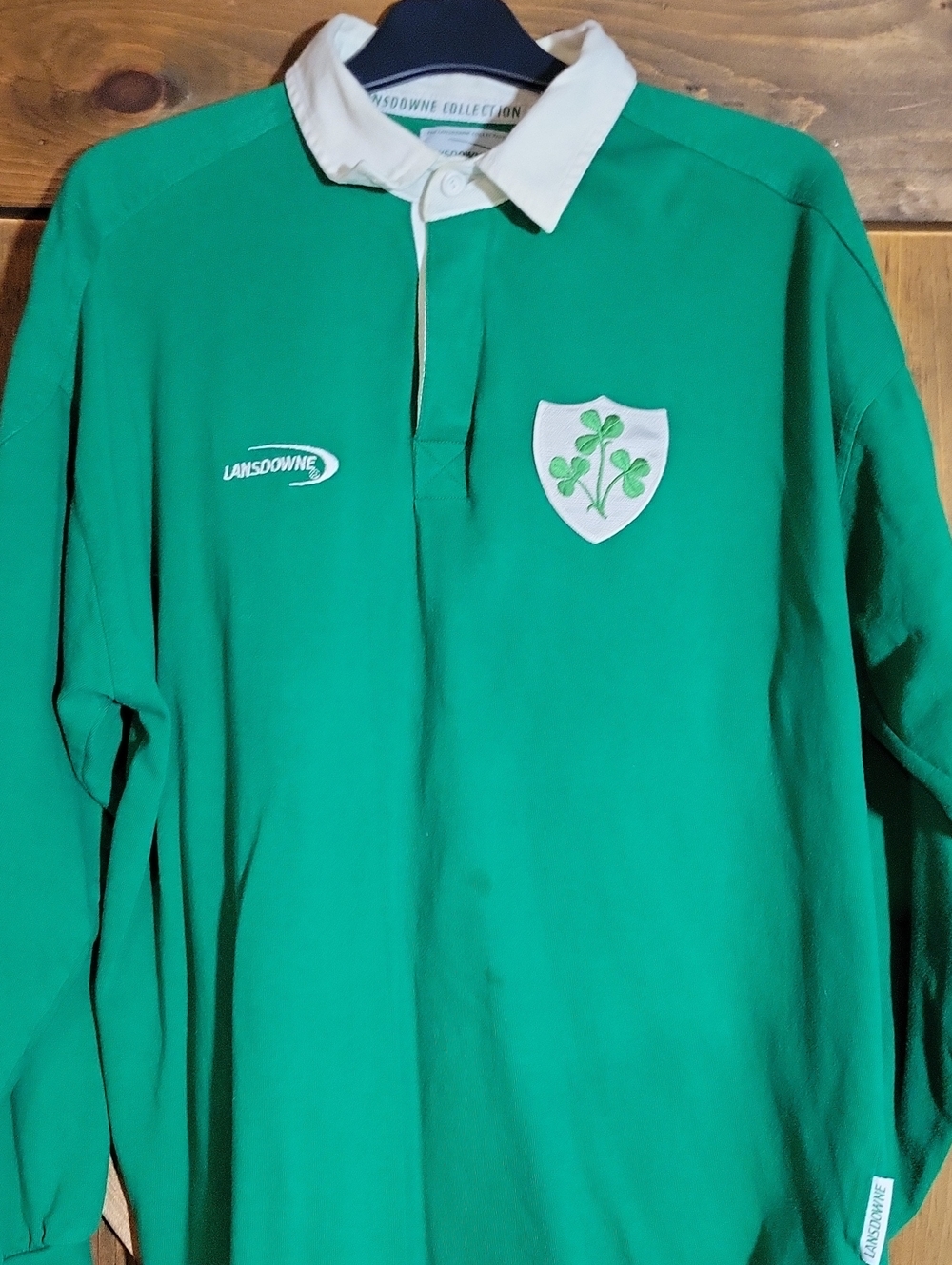 Men's Green Lansdowne Rugby Shirt with White Collar
